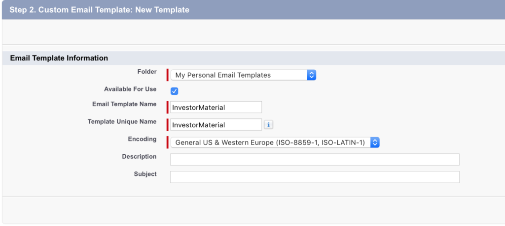 Salesforce Setup - Email - Email Templates settings