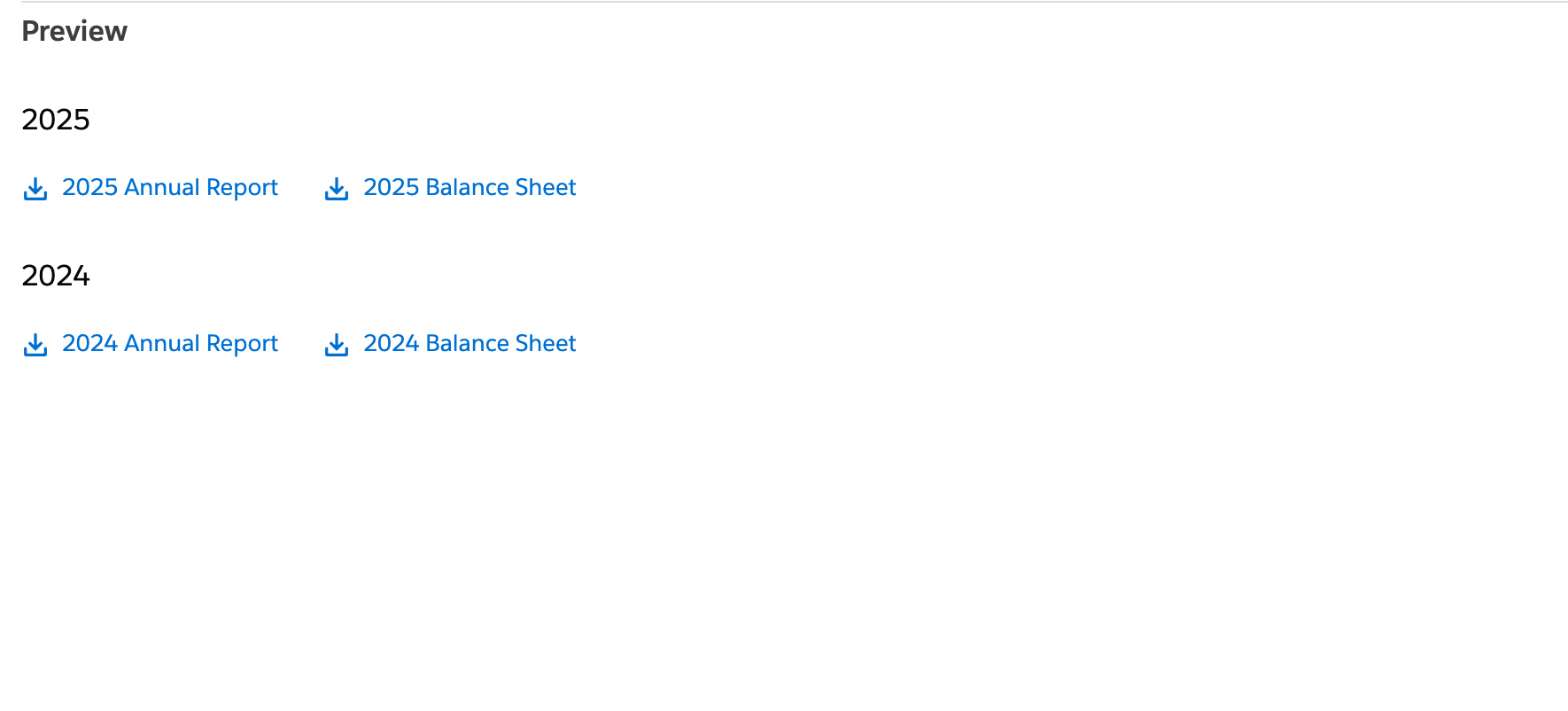 Screenshot of the rendered files LWC split by the uploaded year.