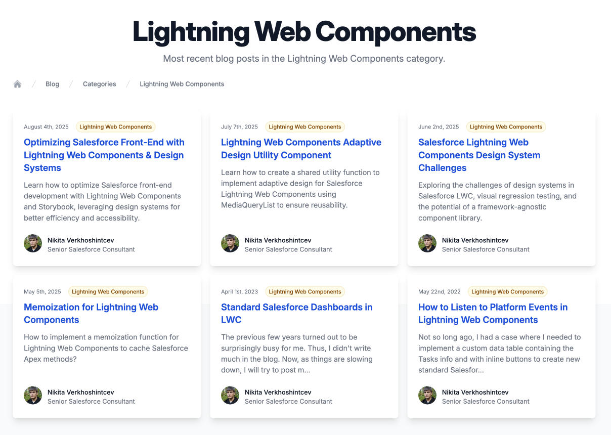 Screenshot of the sample category page from this website.